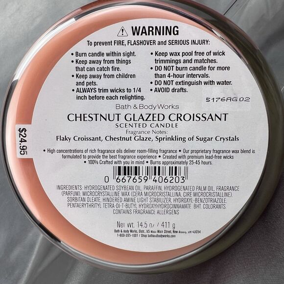 Lot x2 BBW Limited Edition Pumpkin Cold Foam + Glazed Croissant 3-Wick Candles - Picture 6 of 14